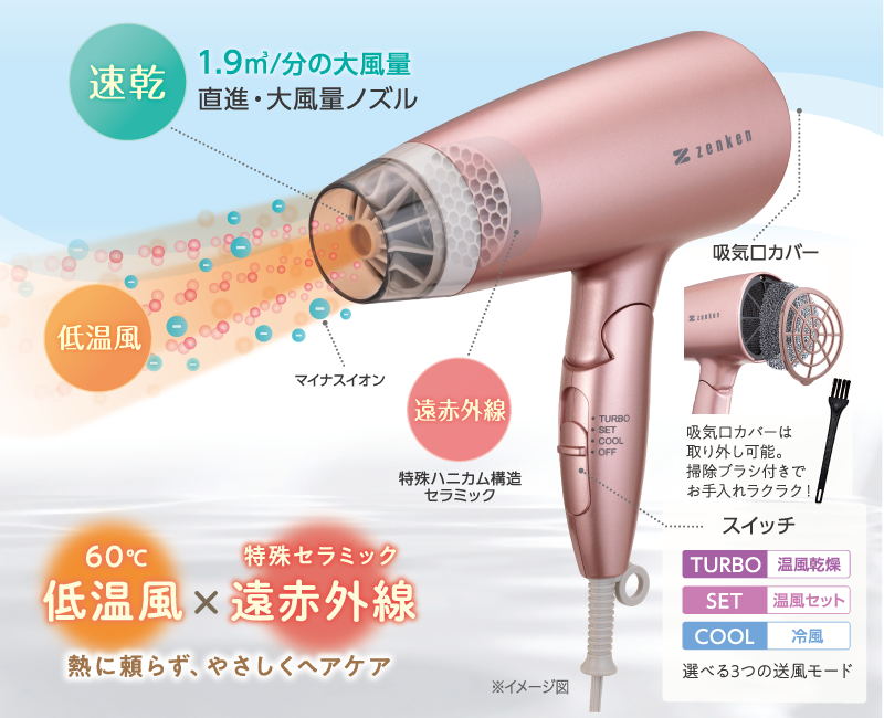 電磁波低減ヘアケアドライヤー